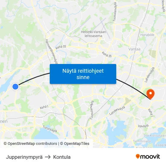 Jupperinympyrä to Kontula map