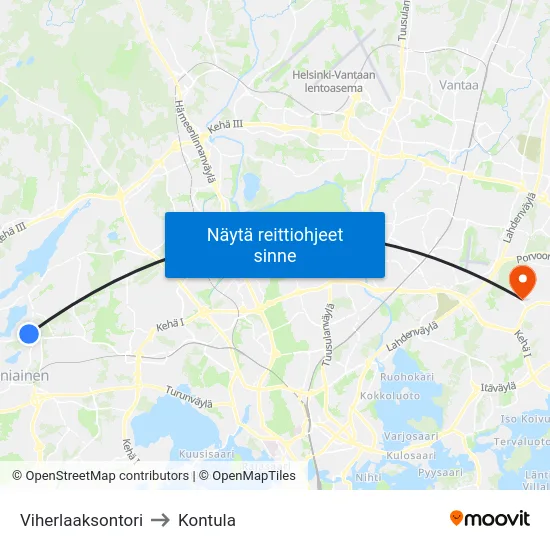 Viherlaaksontori to Kontula map