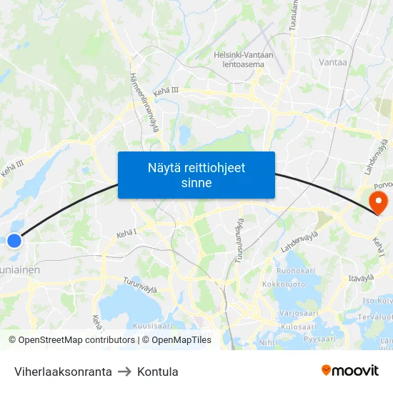 Viherlaaksonranta to Kontula map