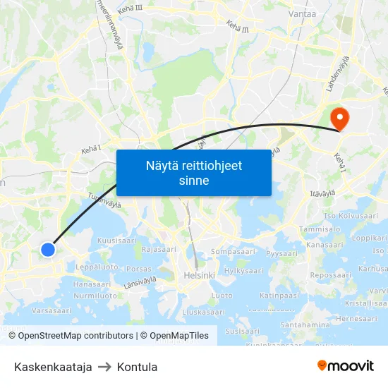 Kaskenkaataja to Kontula map
