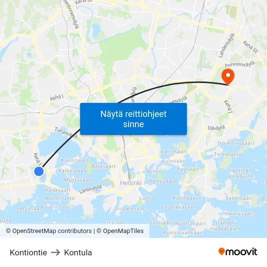 Kontiontie to Kontula map