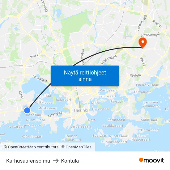 Karhusaarensolmu to Kontula map