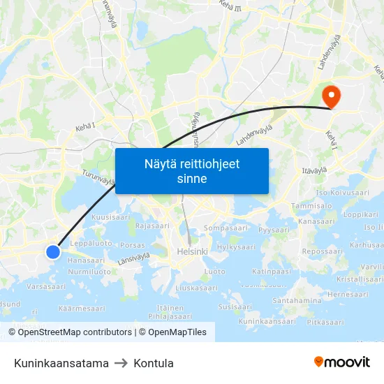 Kuninkaansatama to Kontula map