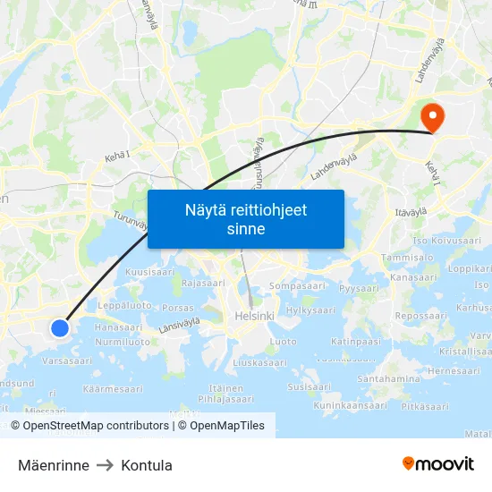 Mäenrinne to Kontula map