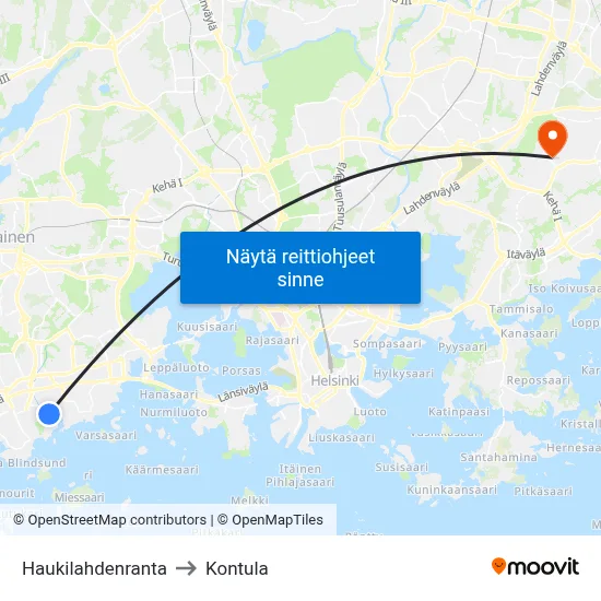 Haukilahdenranta to Kontula map