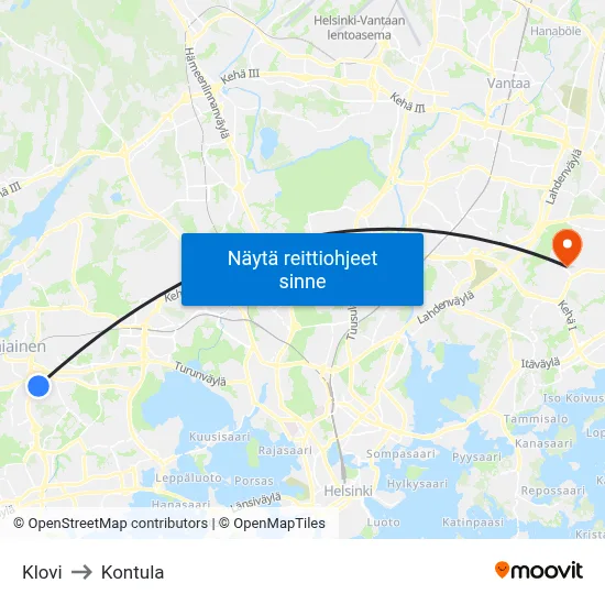 Klovi to Kontula map