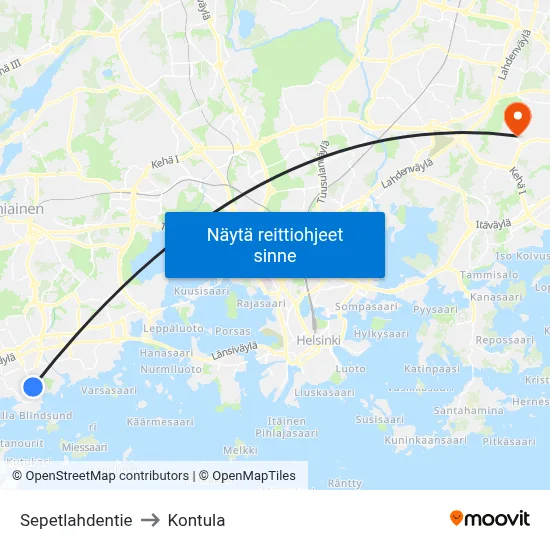 Sepetlahdentie to Kontula map
