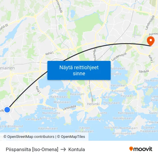 Piispansilta [Iso-Omena] to Kontula map