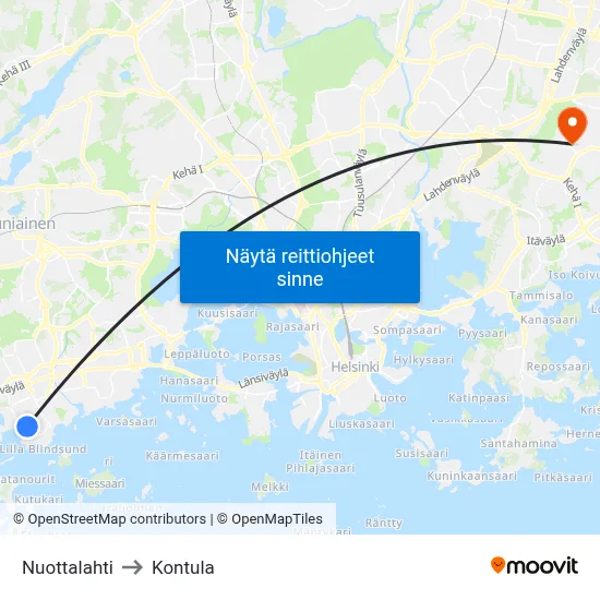 Nuottalahti to Kontula map