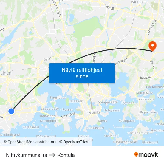Niittykummunsilta to Kontula map