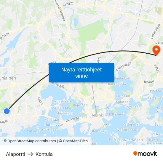 Alaportti to Kontula map