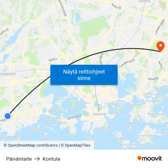 Päiväntaite to Kontula map