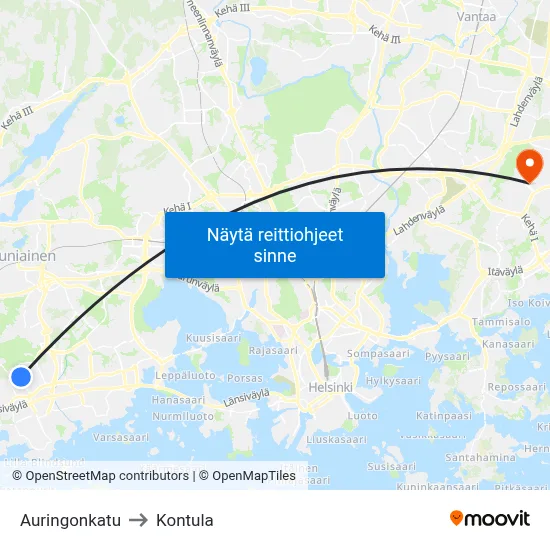 Auringonkatu to Kontula map
