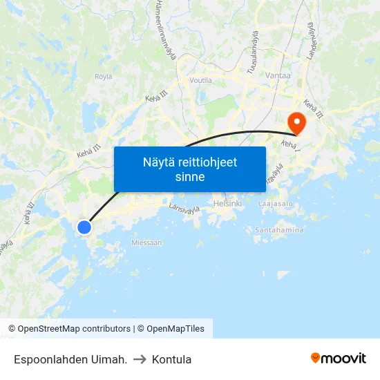Espoonlahden Uimah. to Kontula map
