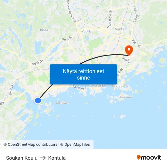 Soukan Koulu to Kontula map