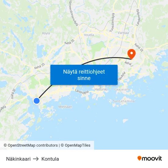 Näkinkaari to Kontula map