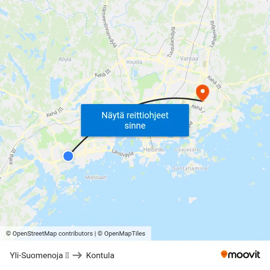 Yli-Suomenoja 🛍️ to Kontula map