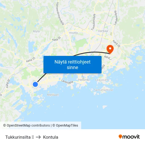 Tukkurinsilta 🛍️ to Kontula map