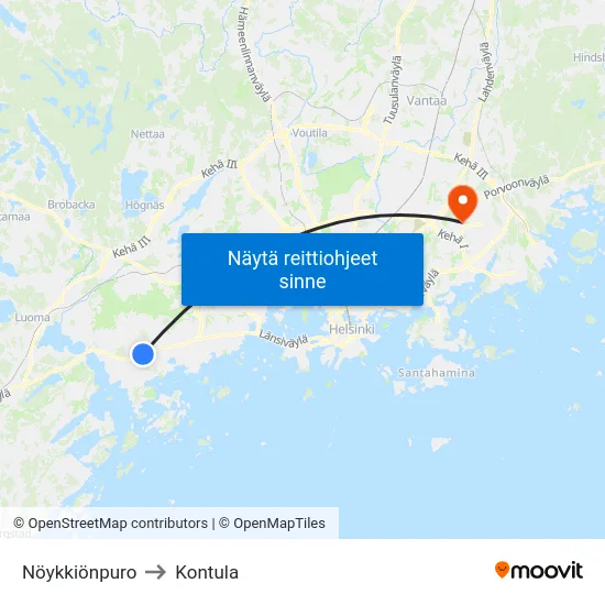 Nöykkiönpuro to Kontula map