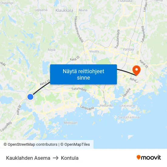 Kauklahden Asema to Kontula map