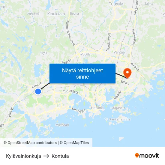 Kylävainionkuja to Kontula map