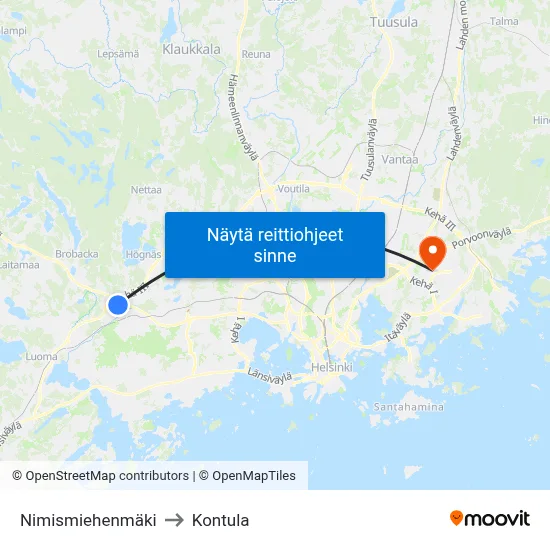 Nimismiehenmäki to Kontula map