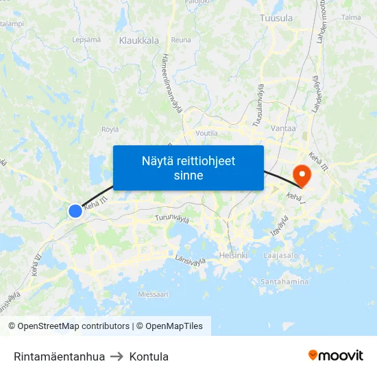 Rintamäentanhua to Kontula map
