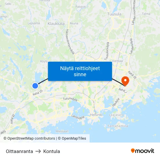 Oittaanranta to Kontula map