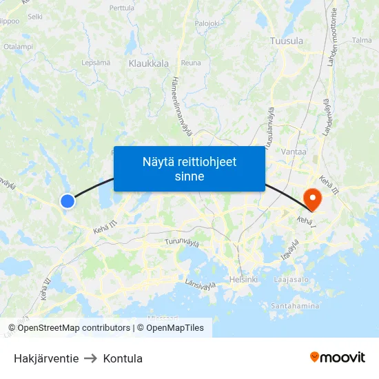 Hakjärventie to Kontula map