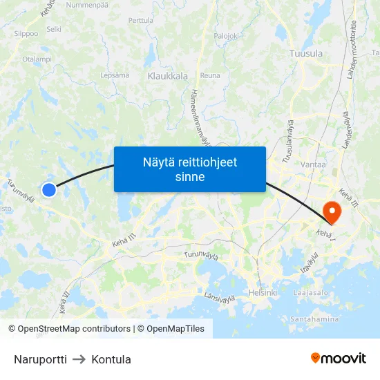 Naruportti to Kontula map