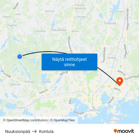 Nuuksionpää to Kontula map