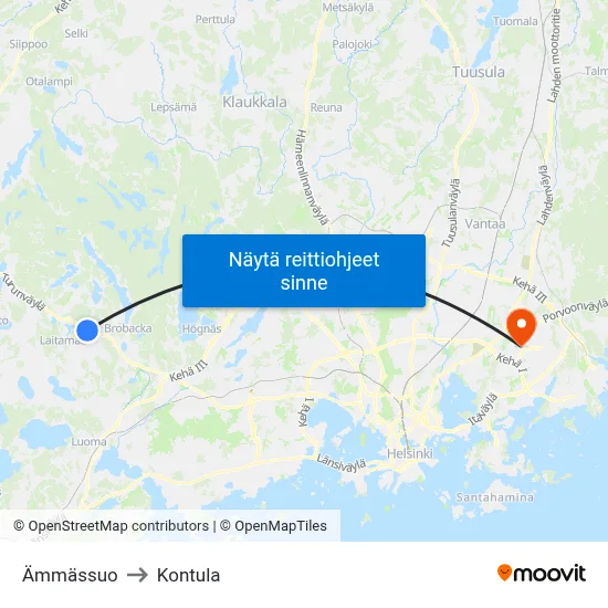 Ämmässuo to Kontula map