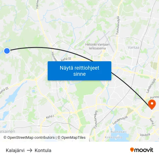 Kalajärvi to Kontula map