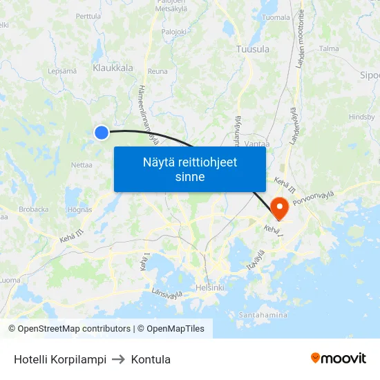 Hotelli Korpilampi to Kontula map