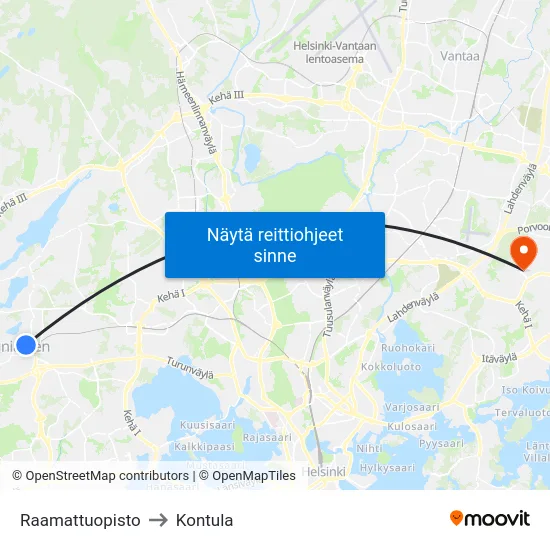 Raamattuopisto to Kontula map