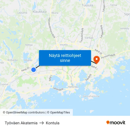 Työväen Akatemia to Kontula map