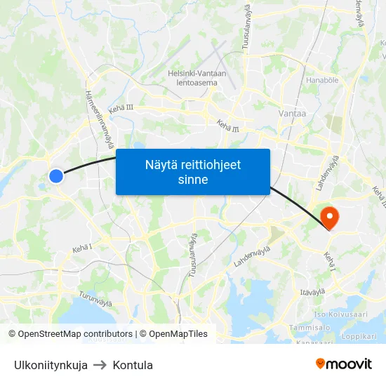 Ulkoniitynkuja to Kontula map