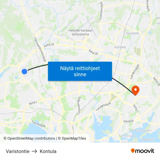 Varistontie to Kontula map