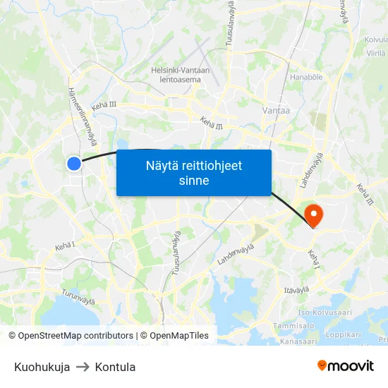 Kuohukuja to Kontula map