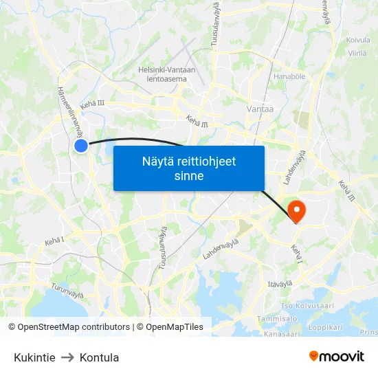 Kukintie to Kontula map