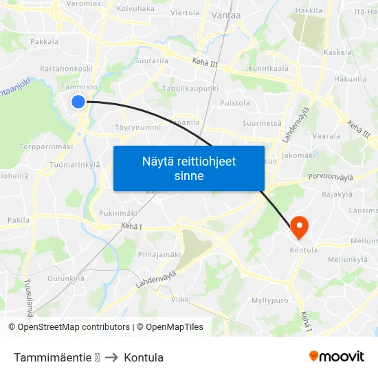 Tammimäentie 🛒 to Kontula map