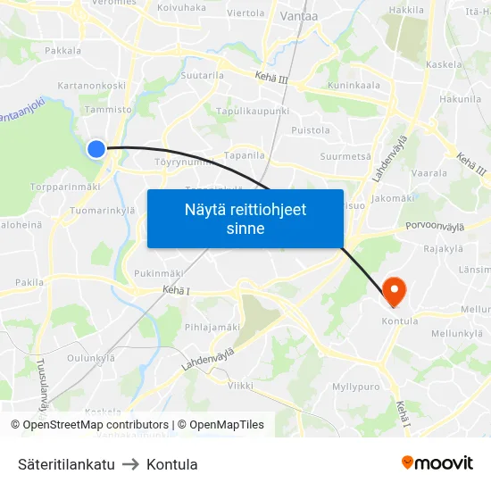 Säteritilankatu to Kontula map