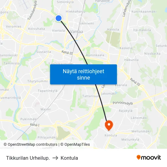 Tikkurilan Urheilup. to Kontula map