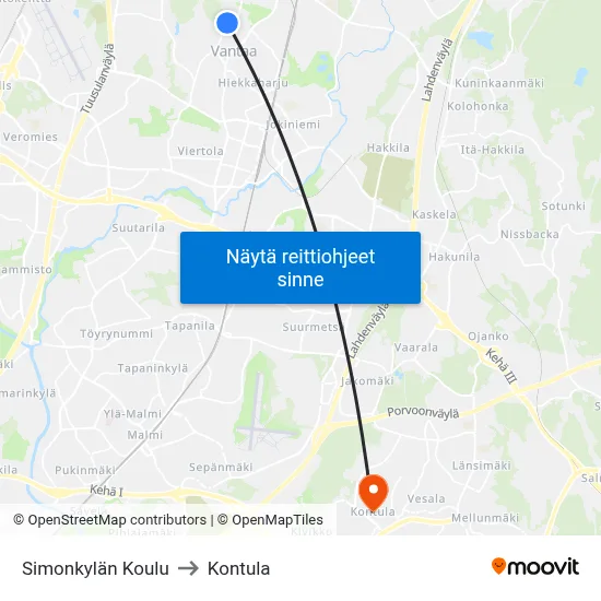 Simonkylän Koulu to Kontula map