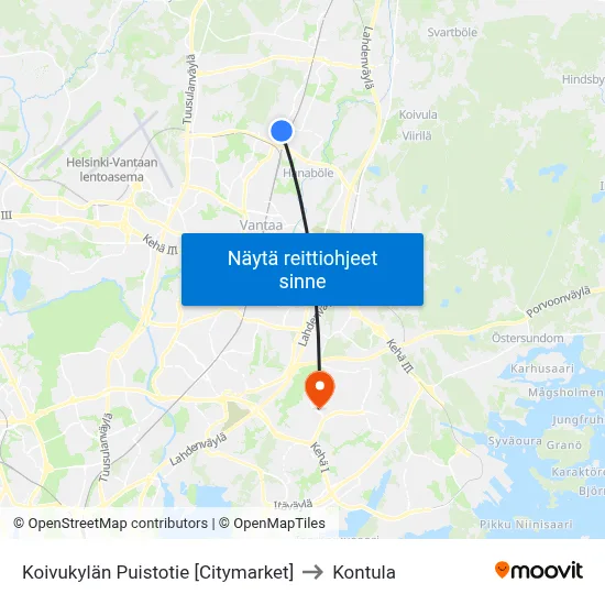 Koivukylän Puistotie [Citymarket] to Kontula map