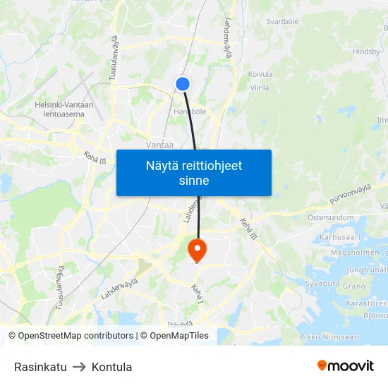 Rasinkatu to Kontula map