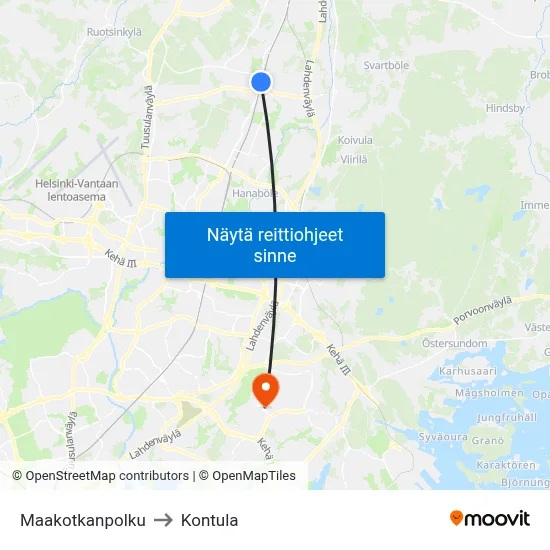 Maakotkanpolku to Kontula map