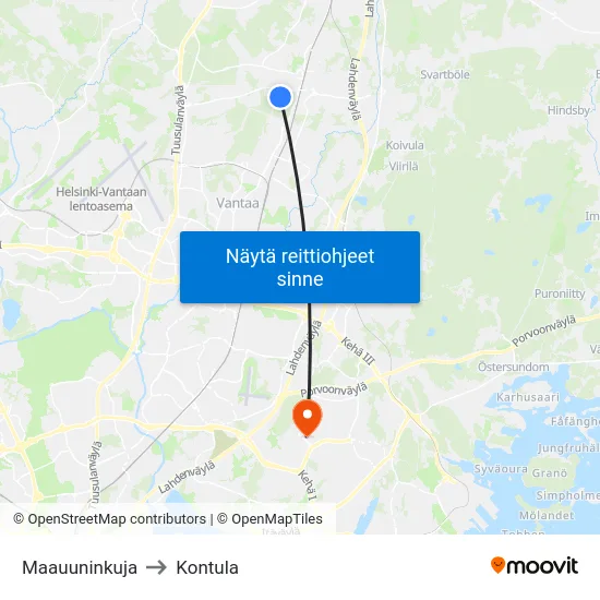 Maauuninkuja to Kontula map