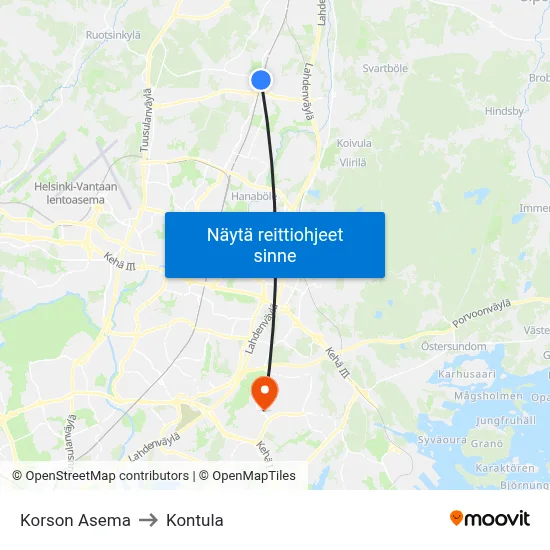 Korson Asema to Kontula map