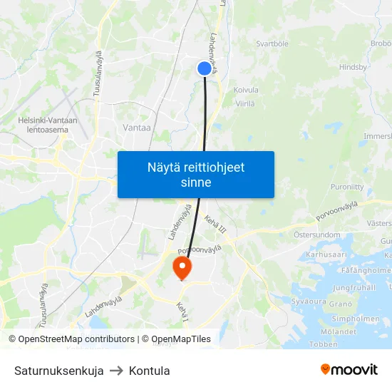 Saturnuksenkuja to Kontula map